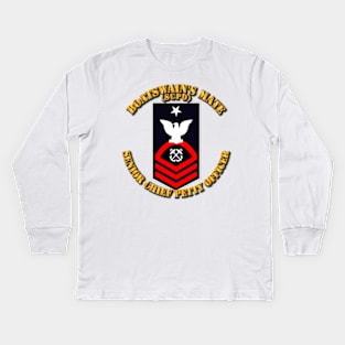 Navy - SCPO - Blue - Red with Txt Kids Long Sleeve T-Shirt